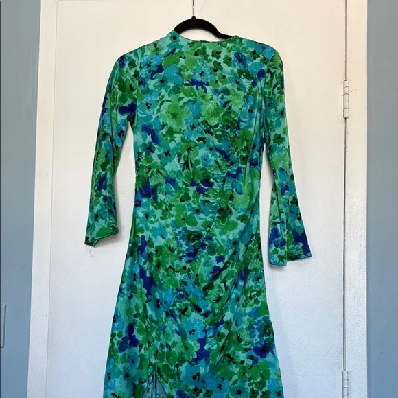 Zara Floral Green and Blue Dress - Picture 2 of 5